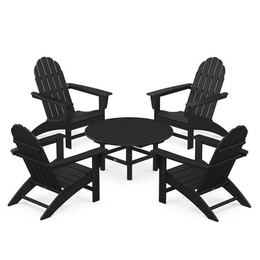 POLYWOOD Vineyard 5-Piece Adirondack Chair Conversation Set - Black